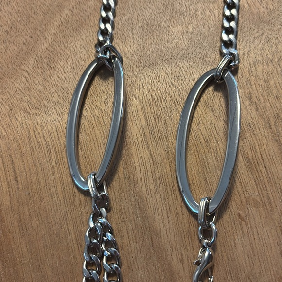 Vintage curb link continuous silver necklace unique double strand - Picture 2 of 5